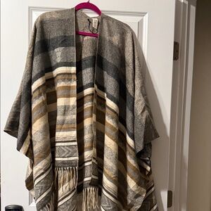 a.n.a Multicolor Striped Fringe Wrap